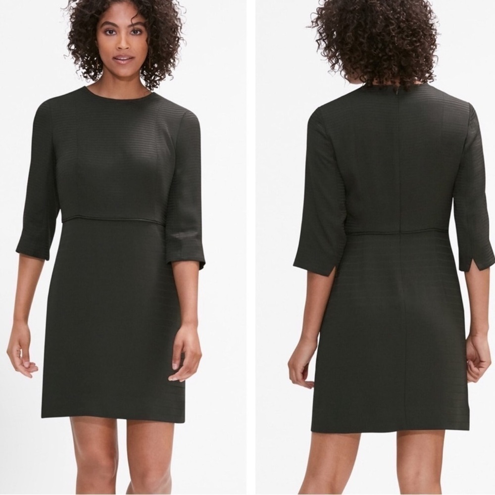 M.M. LaFleur The Lena Mini Dress in Mini Stripe Dark Pine Sz 2